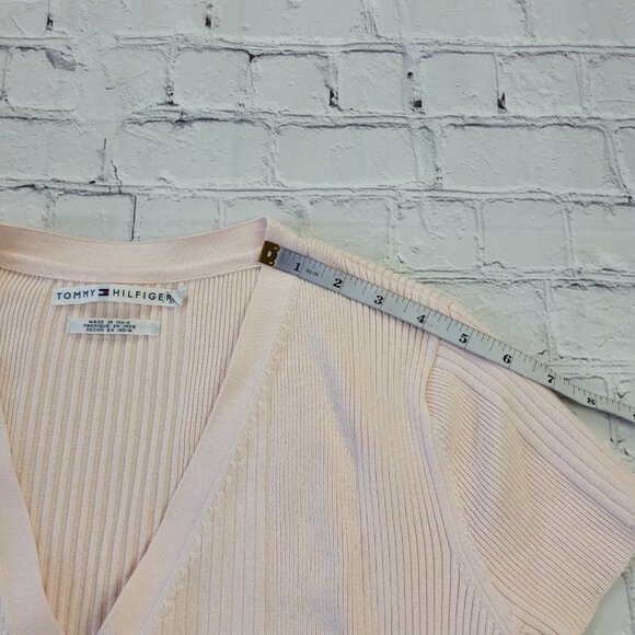 Tommy Hilfiger Woman’s Light pink wrap short sleeve knit top size S - Picture 5 of 11